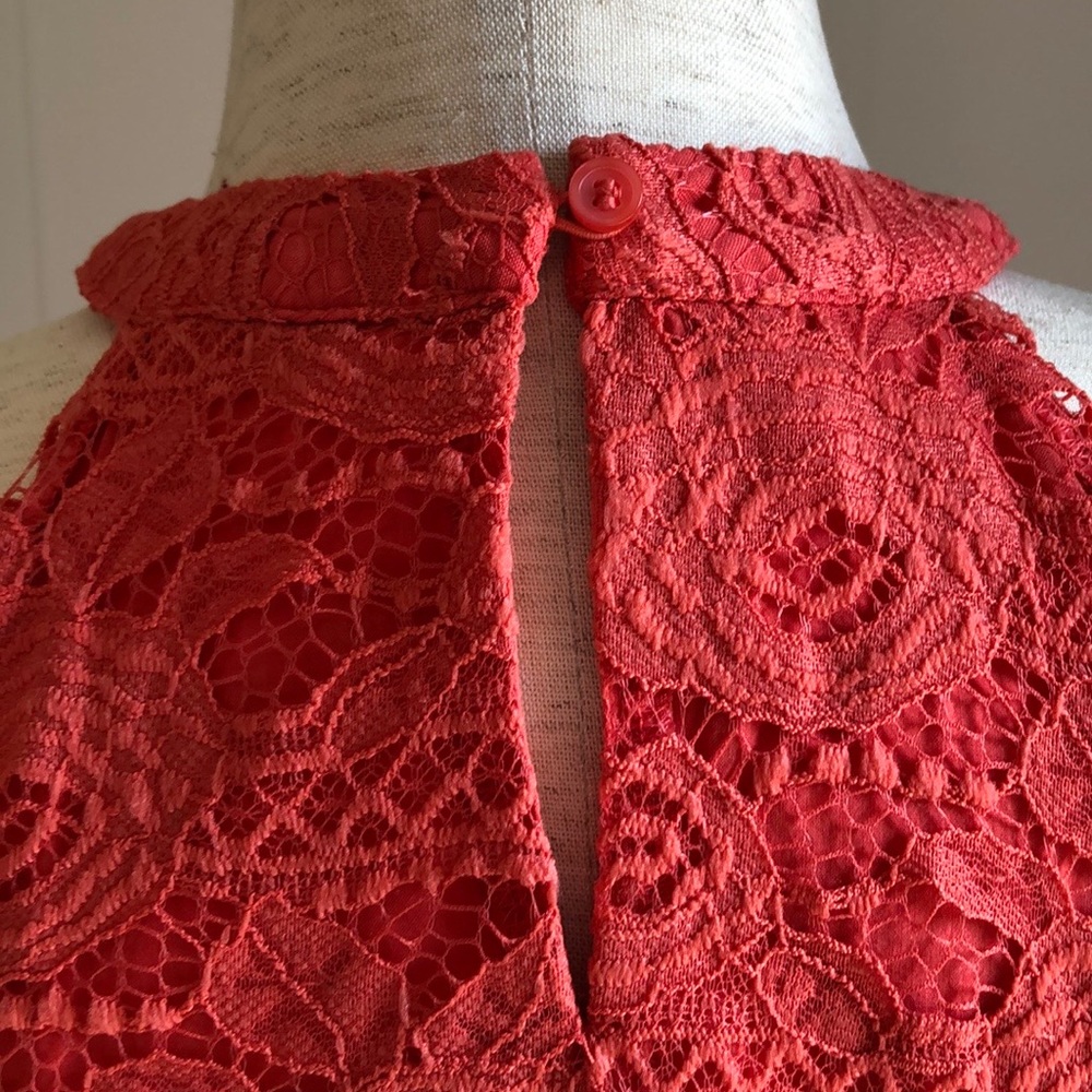 SALE! Lace Flowing  Sexy Halter Top in Gorgeous Coral Color Sz M EUC! - Picture 4 of 9